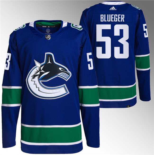 Men%27s Vancouver Canucks #53 Teddy Blueger Blue Retro Stitched Jersey->vancouver canucks->NHL Jersey